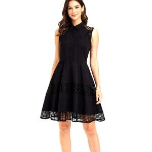 Signature Collection Black Collared Sleeveless Dress Peekaboo Panels Size XL